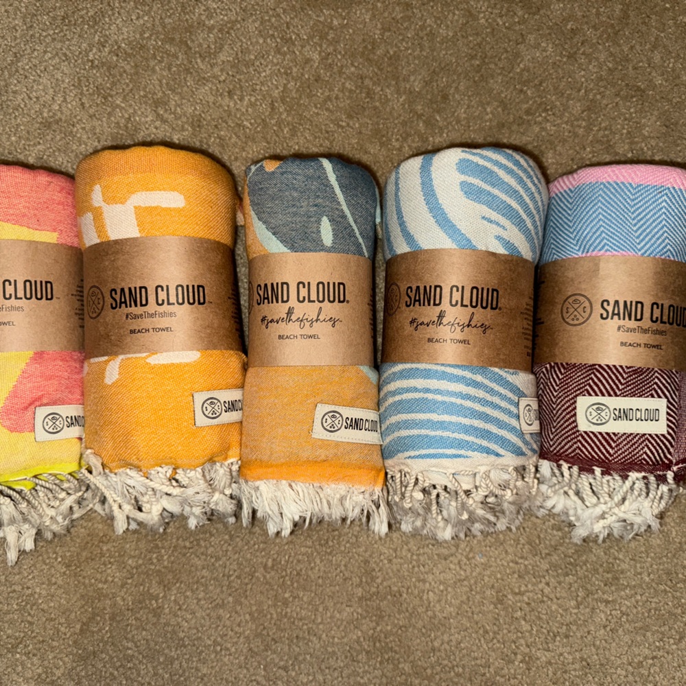 Set of 5 Sandcloud Beach Towels with Fringed Edges